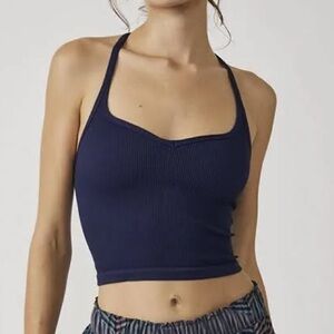 navy happiness runs sweetheart crop tank